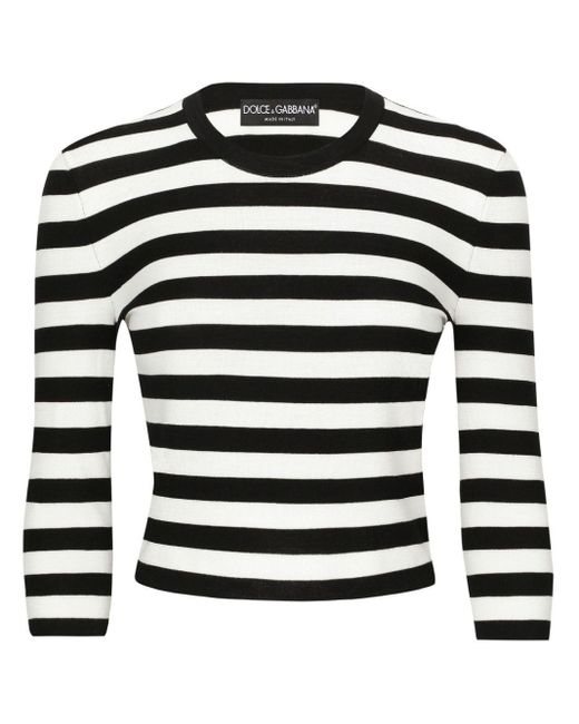 Dolce & Gabbana Black Striped Cropped Jumper