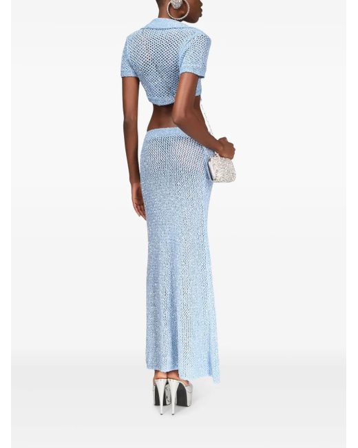 Area Blue Maxi Sequin-Embellished Skirt