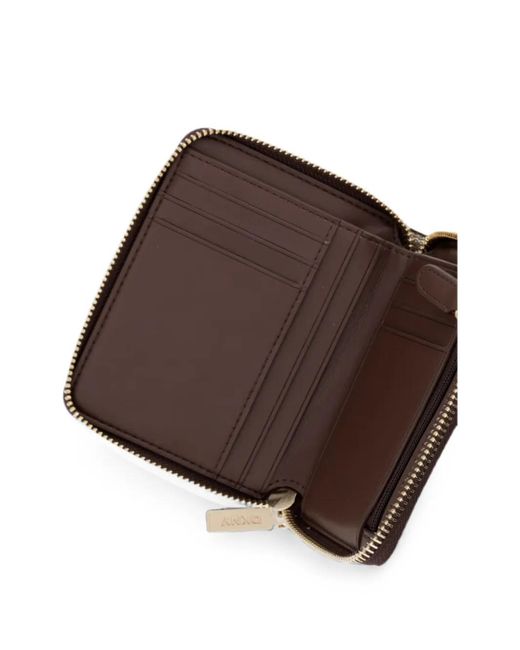 DKNY Brown Logo-Plaque Zip-Around Wallet