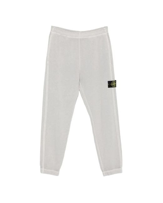 Stone Island White Logo-Patch Track Pants for men