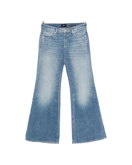 7 For All Mankind Blue Low-Rise Flared Jeans