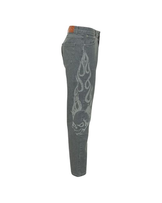 Gcds Gray Flame-Detail Jeans for men