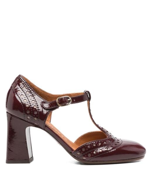 Chie Mihara Brown 80Mm Mante T-Bar Perforated Pumps