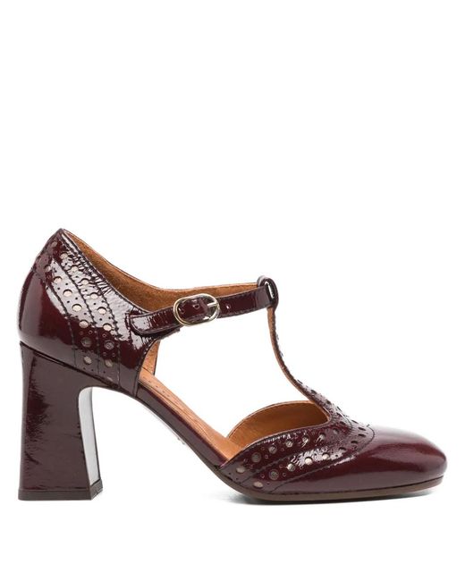 Chie Mihara Brown 80Mm Mante T-Bar Perforated Pumps