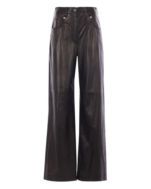 Brunello Cucinelli Gray Leather Trousers