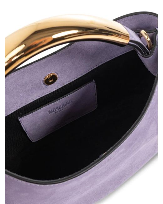 Moschino Purple Handle-Me Curved Suede Tote Bag