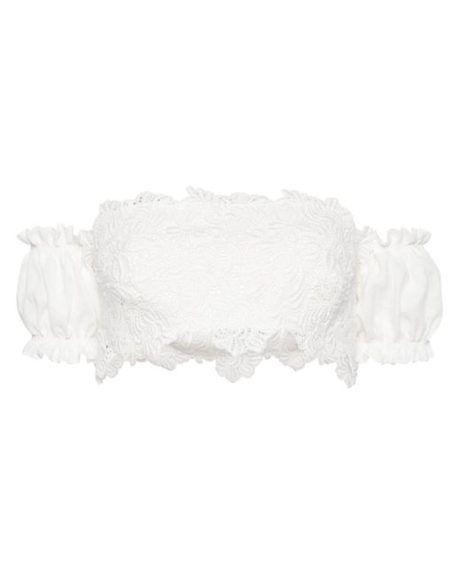 Ermanno Scervino White Cropped-Top mit Makramee