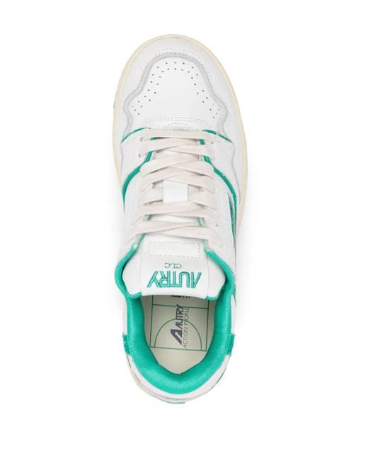 Autry Blue Clc Sneakers In White And Green Leather