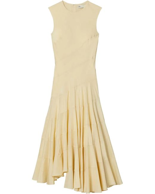 Tory Burch Natural Flared Cotton Silk Dress