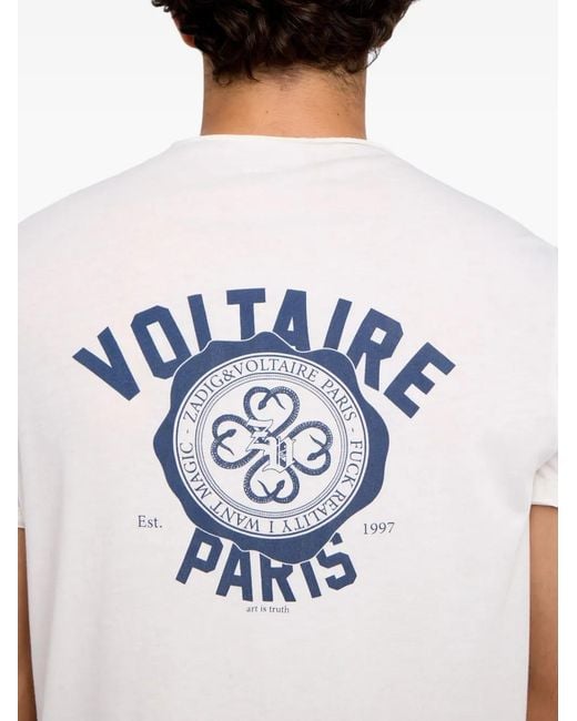 Zadig & Voltaire White Monastir Blazon-Graphic T-Shirt for men