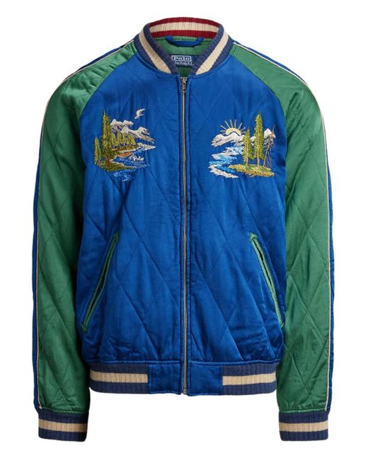 Polo Ralph Lauren Blue Embroidered Quilted Jacket for men