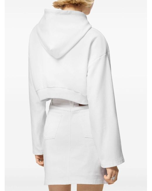 Versace Cropped Hoodie Met Geperforeerd Detail in het White
