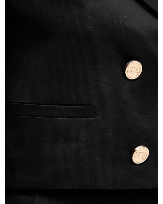 GAUDI Black Double-Breasted Cropped Blazer