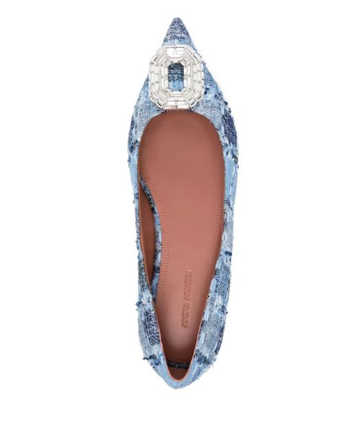 AMINA MUADDI Blue Camelia 90 Embellished Tweed Pumps