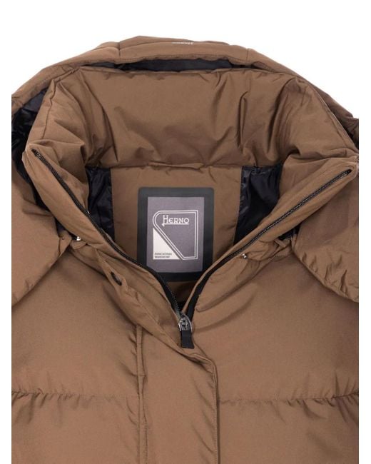 Herno Brown Wattierte Jacke mit abnehmbarer Kapuze