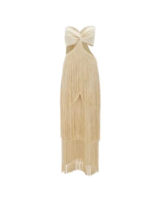 Bless White Ambel Fringe-Detail Maxi Dress