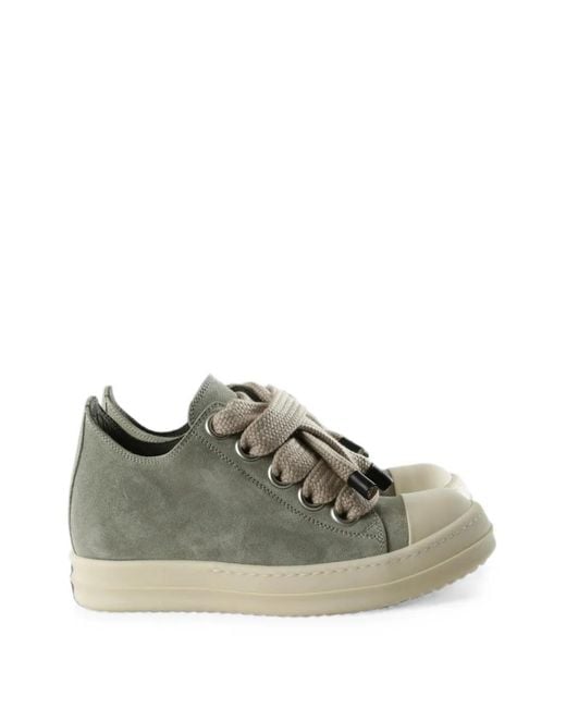 Rick Owens Green Jumbolace Oversized-Lace Leather Sneakers