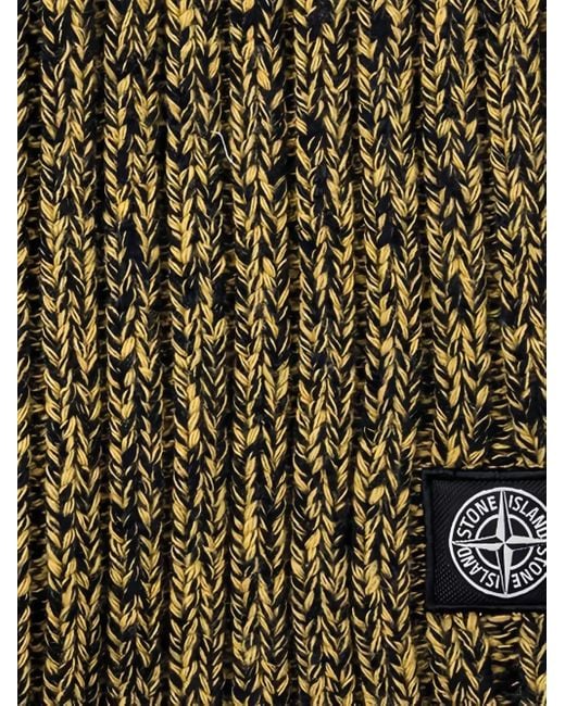 Stone Island Green Ribbed-Knit Scarf for men