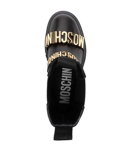 Moschino Black Logo-lettering Beatle Ankle Boots