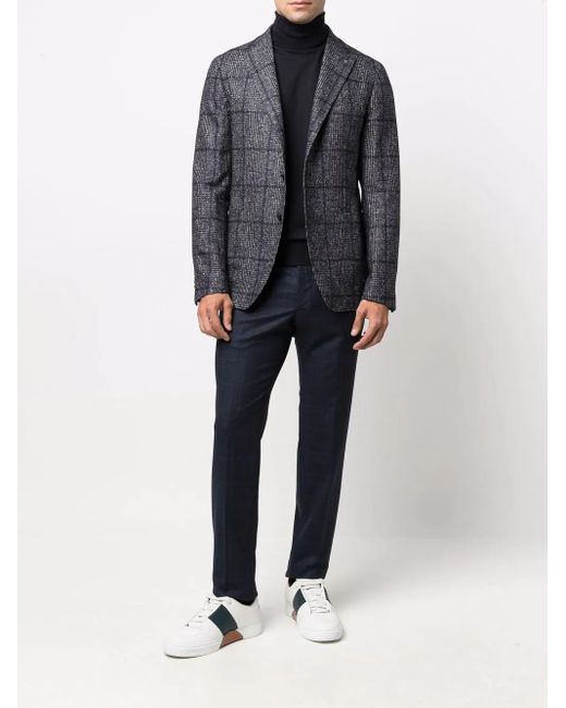 Tagliatore Blue Single-Breasted Tailored Coat for men