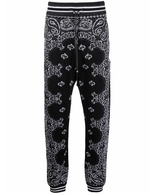 Amiri Black Bandana B-Ball Jacquard Track Pants for men