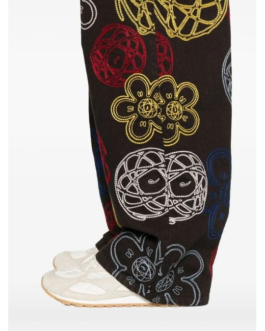KENZO White X Futura 2000 Flower-Embroidered Trousers for men