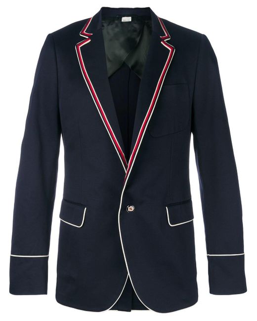 Gucci Blue Contrast Piping Blazer for men