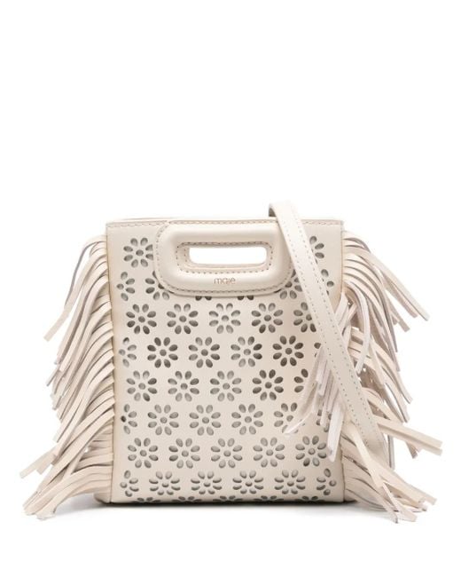 Maje Natural Mini Perforated Leather Tote Bag
