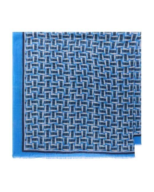 Maliparmi Blue Geometric-Pattern Scarf