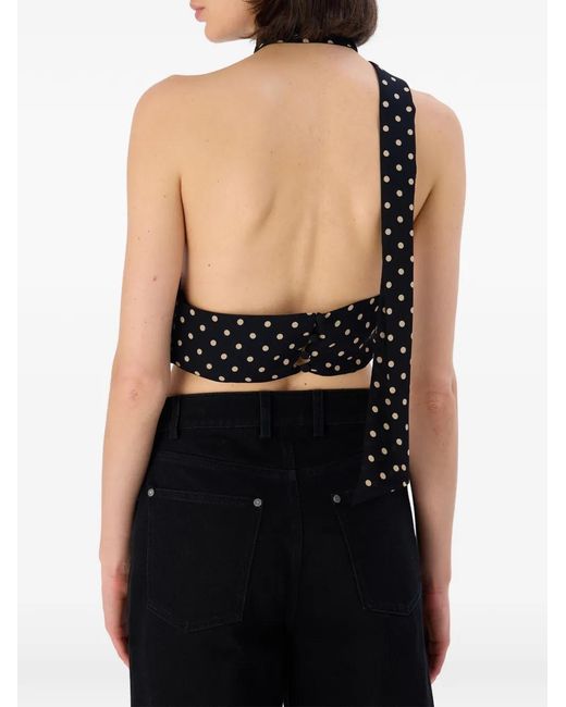 Occleus Black Polka Halter-Neck Top