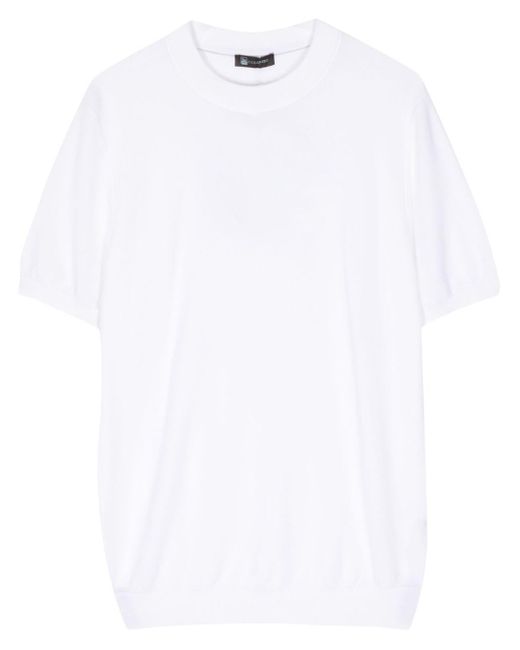 Colombo White Knitted Cotton T-shirt for men