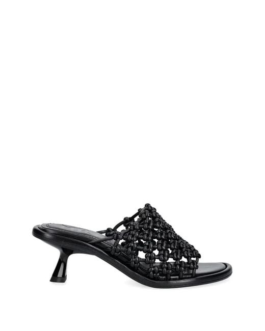 Souliers Martinez Black Sandales À Petit Talon Mariza À Effet Tressé