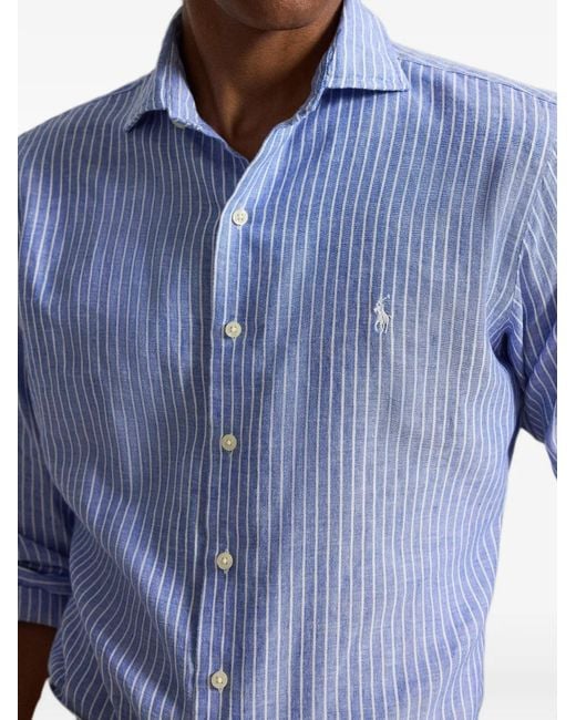 Polo Ralph Lauren Blue Striped Seersucker Shirt for men