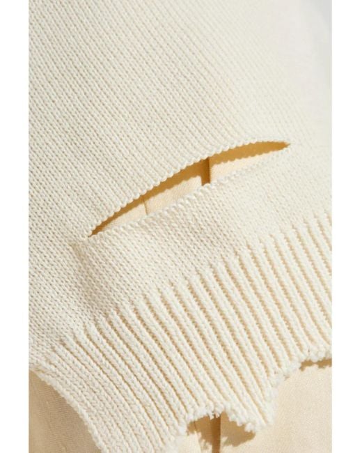 Helmut Lang White Distressed Sweater