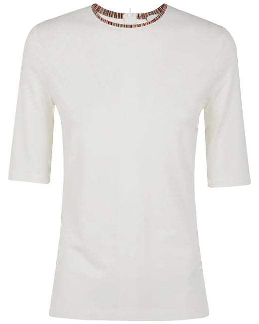 Paul Smith White T-Shirt mit Dreiviertellänge
