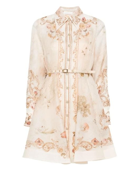Zimmermann Natural Memento Buttoned Mini Dress