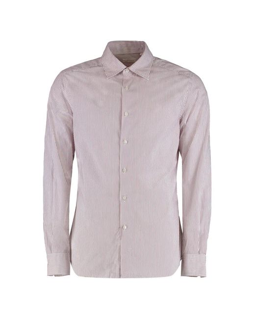 Slowear Purple Striped Cotton Shirt for men