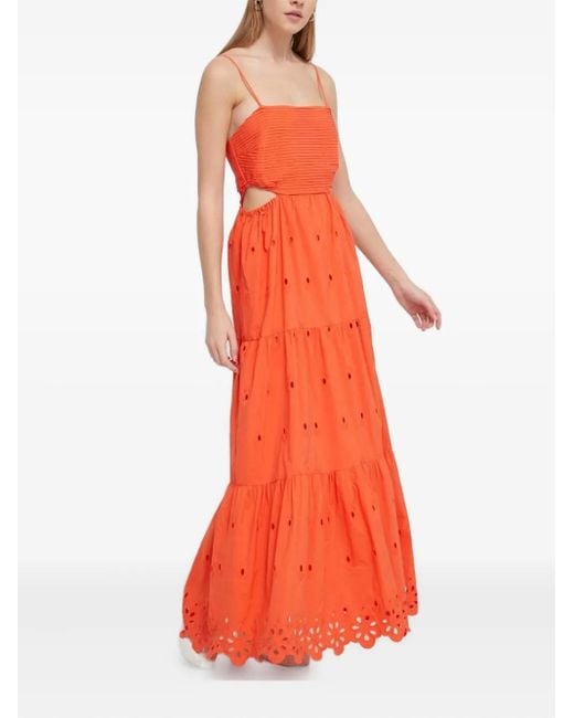 Desigual Red Robe Longue À Découpes