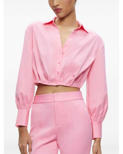 Alice + Olivia Pink Trudy Cropped-Bluse