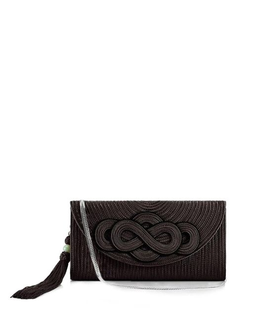 Shanghai Tang Black Braided Knot Clutch Bag