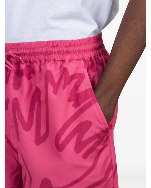 by Parra Pink Birds Fly Free Swim Shorts for men
