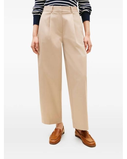 Tommy Hilfiger White Pleated Wide-Leg Trousers