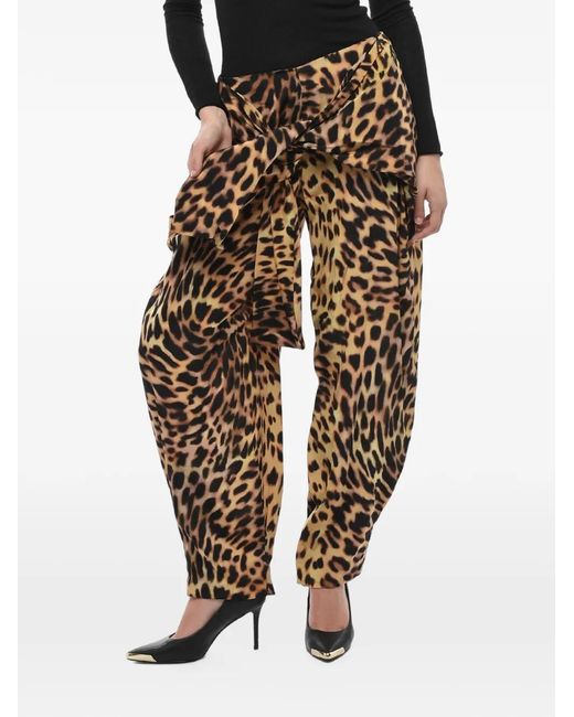 Stella McCartney Multicolor Leopard-Print Silk Trousers