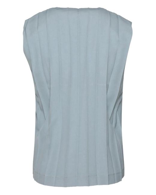 Homme Plissé Issey Miyake Blue Pleated Button-Front Vest for men