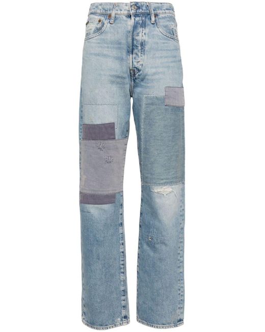 Polo Ralph Lauren Blue Patchwork Straight-leg Jeans