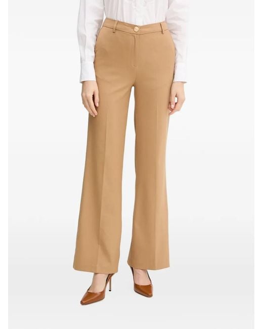 Morgan Natural Pressed-Crease Flared Trousers