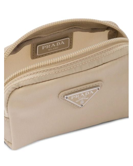 Prada Natural Logo-Detail Zip Micro Pouch