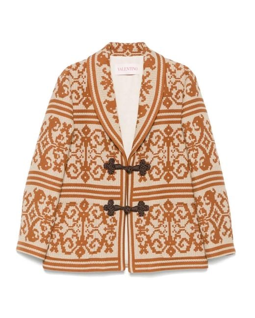 Valentino Garavani Brown Jacquard Jacket for men