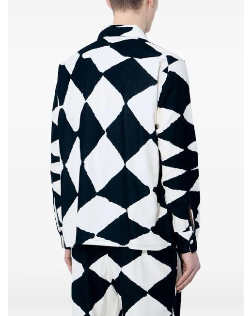 Nomarythm Textile Blue Diamond-Pattern Shirt for men