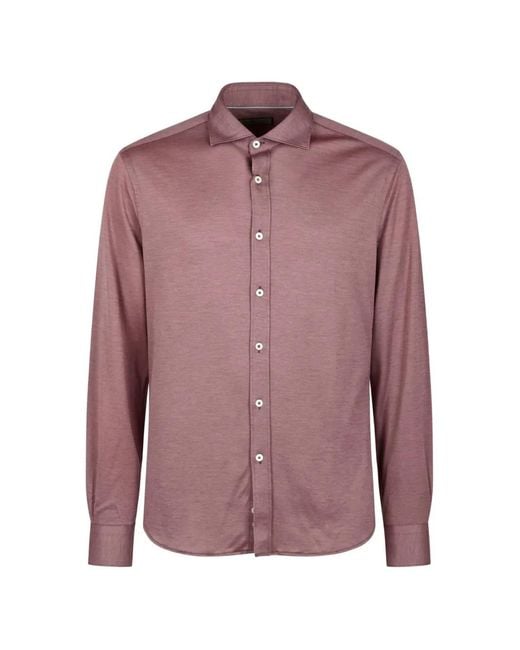 Canali Purple Piqué Long-Sleeve Shirt for men